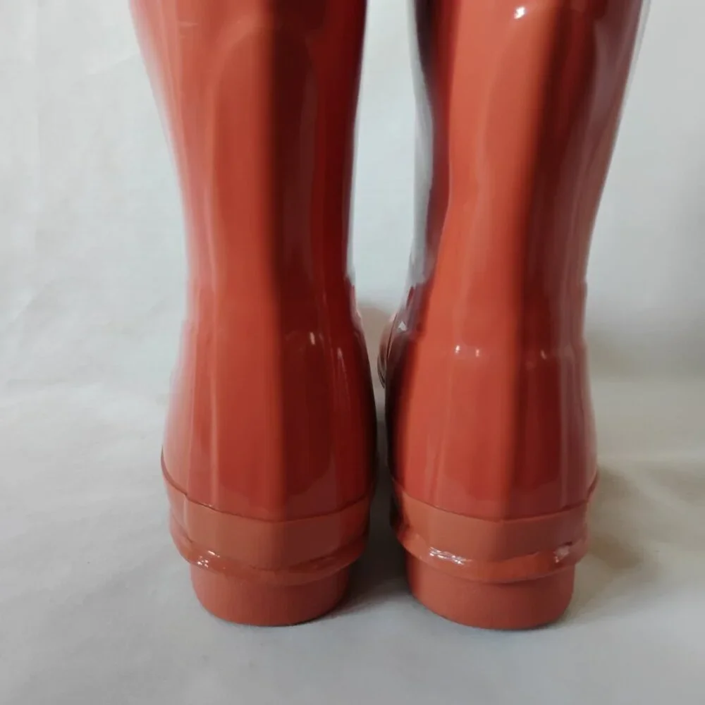 Hunter Boots Rain Tall Glossy Wellies Like New Rare Sunset Ombre Coral Yellow 7 - Picture 8 of 16